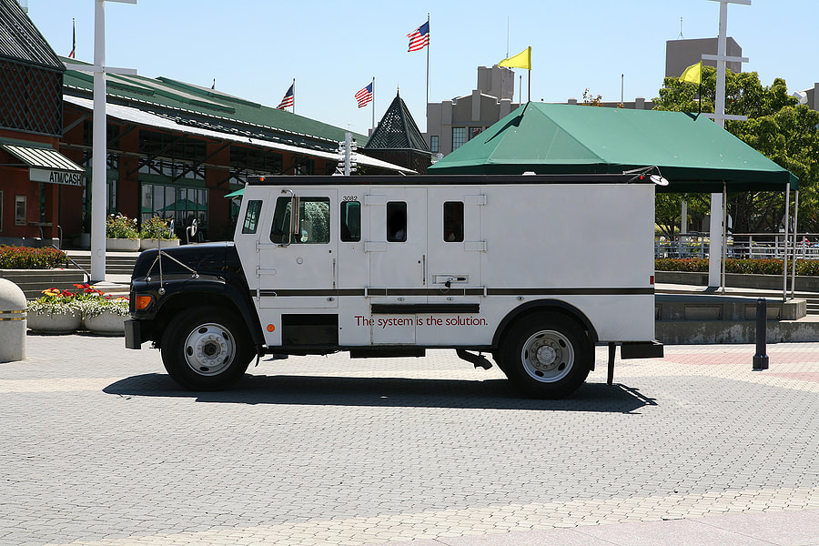 armored van park outside